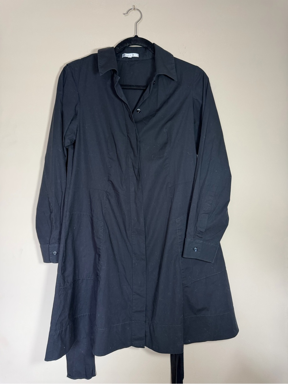 PAULE KA Black Long Sleeve Shirt Dress